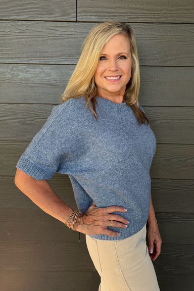 Tribal Lofty Extended Sleeve Sweater In Denim - Tribal Sportswear