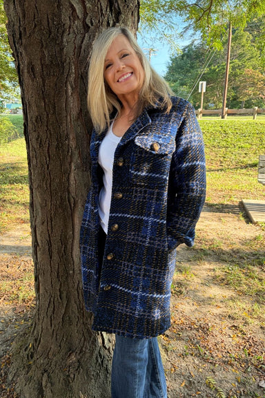 Tribal Notch Collar Jacket In Electric Blue - Tribal Sportswear