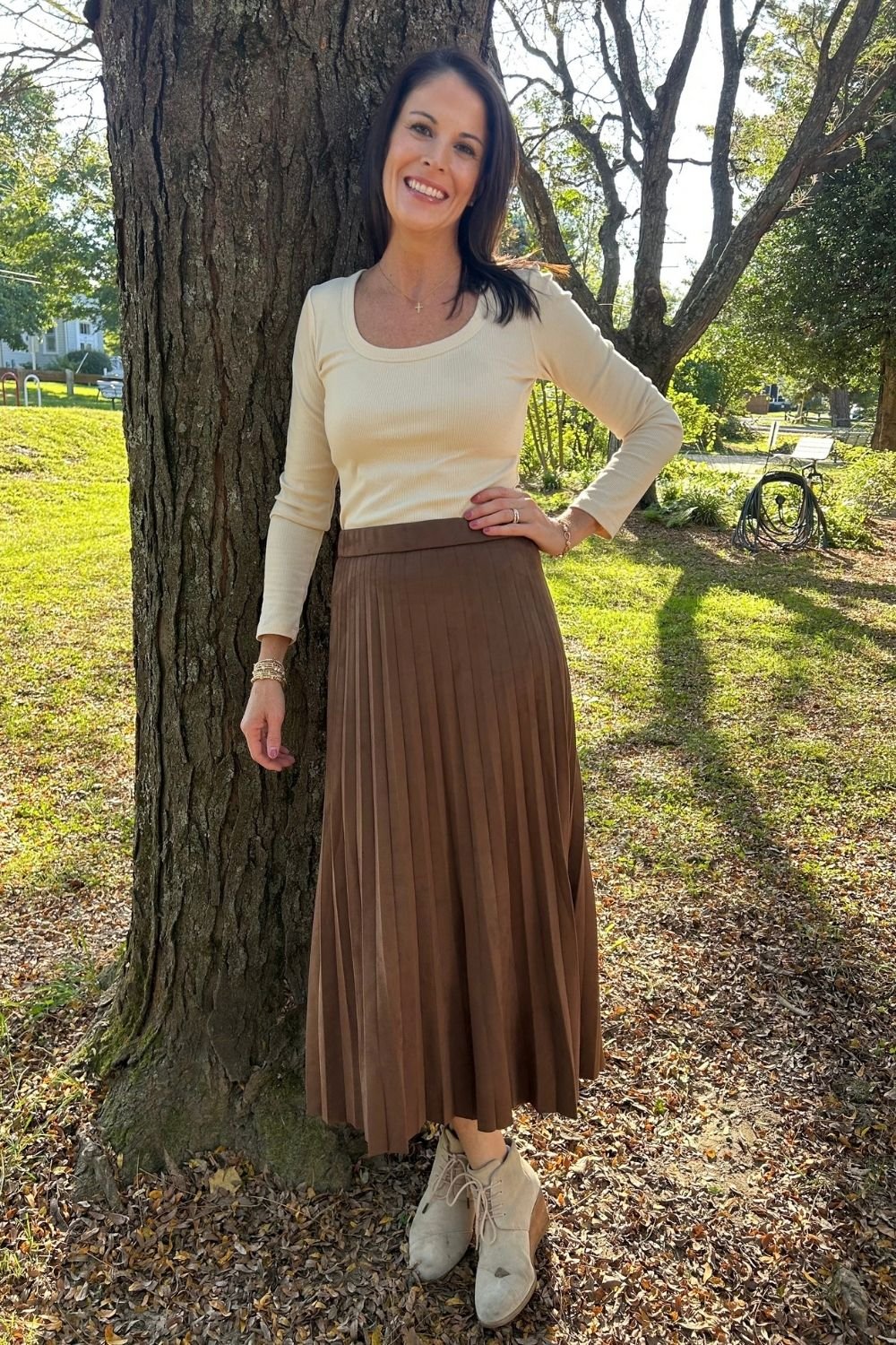 Tribal Pull on Pleated Skirt- Hickory - Tribal Sportswear