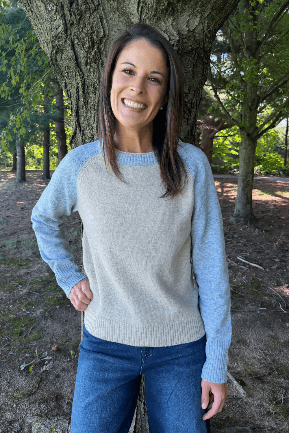 Tribal Sportswear Colorblock Sweater In Oatmeal - Tribal Sportswear