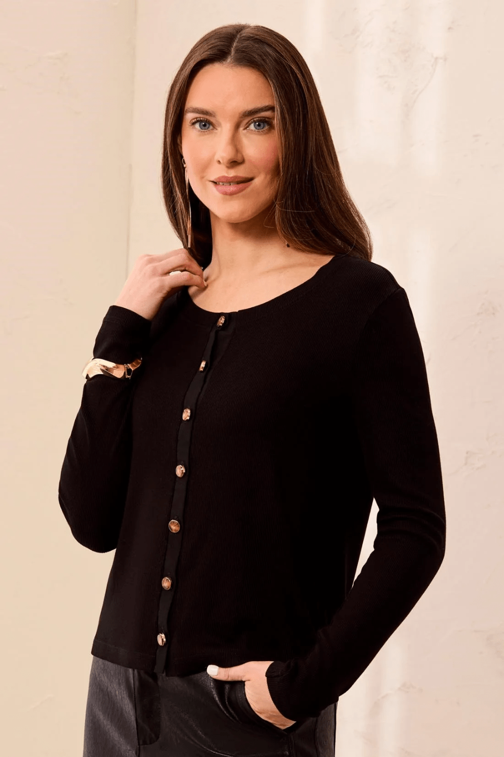 Tribal Wear Two Ways Top/Cardi- Black - Tribal Sportswear