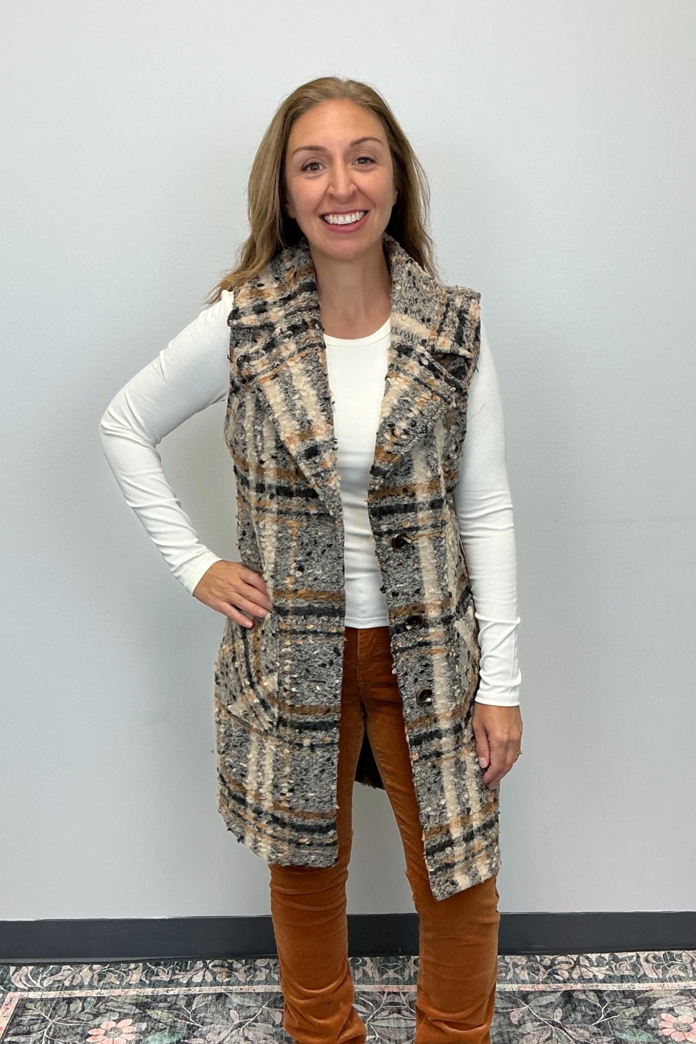 Tribal Wide Notch Collar Button Front Vest - Tribal Sportswear