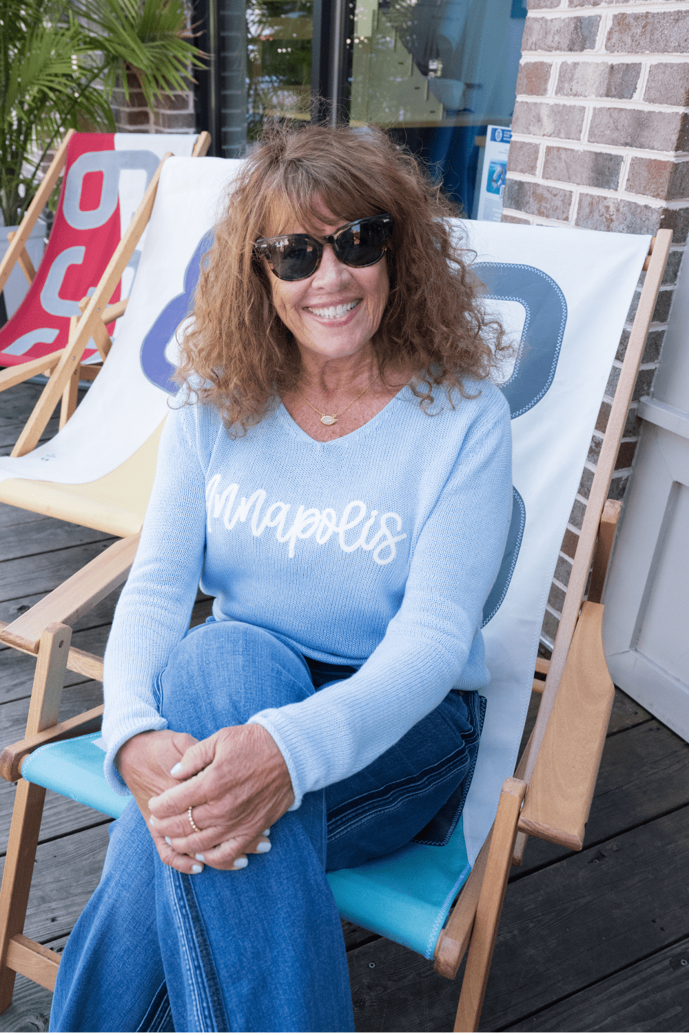 V - Neck Embroidered Sweater - Annapolis - Pearls & Camo