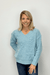 Very Moda Boucle Floral V - Neck Sweater - Dusty Blue - Very Moda