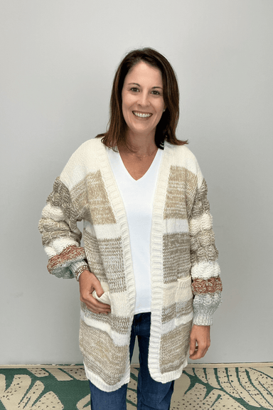 Very Moda Bubble Sleeves Knit Cardigan - Beige Olive - Very Moda