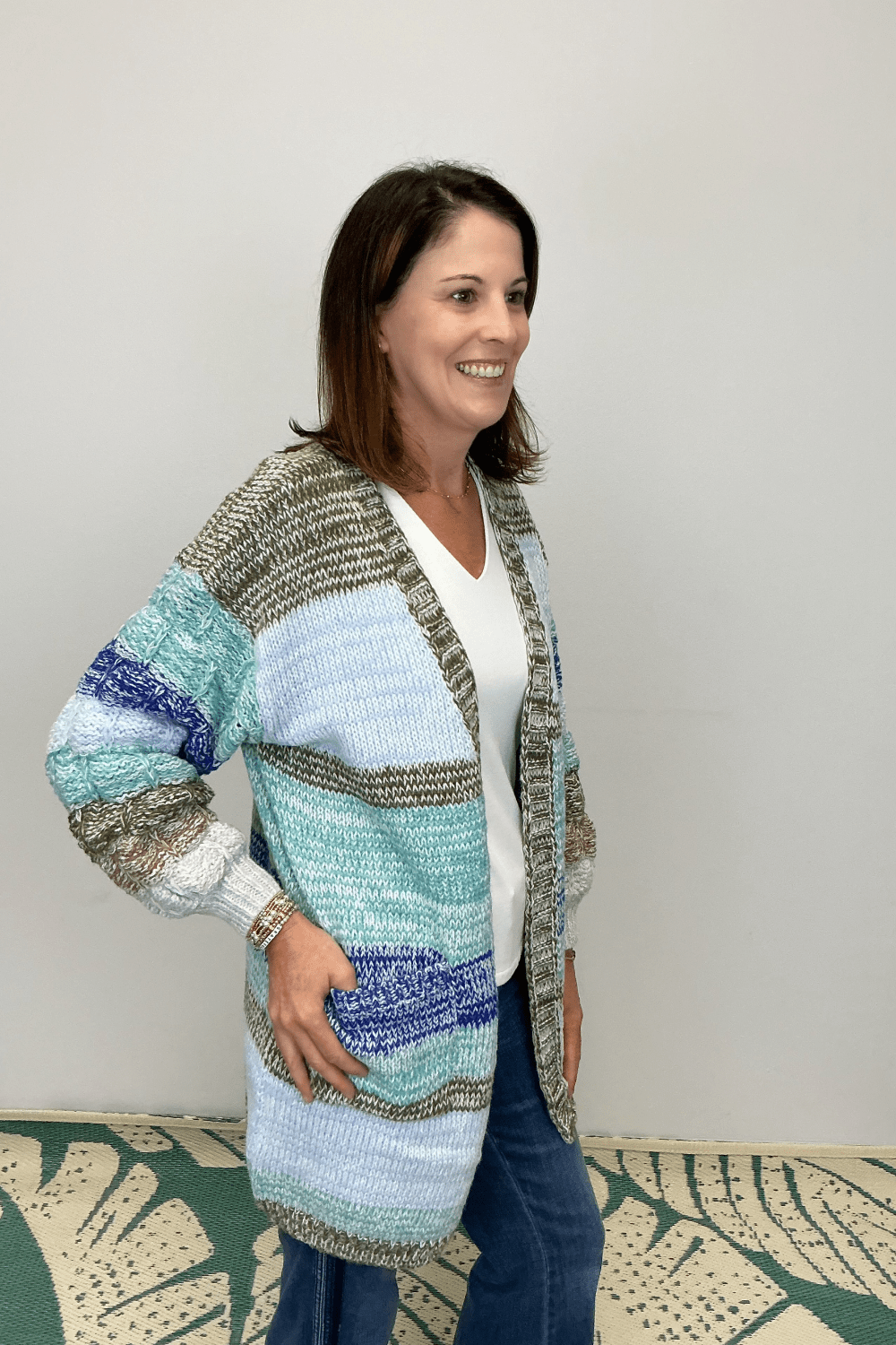 Very Moda Bubble Sleeves Knit Cardigan - Blue Mint - Very Moda
