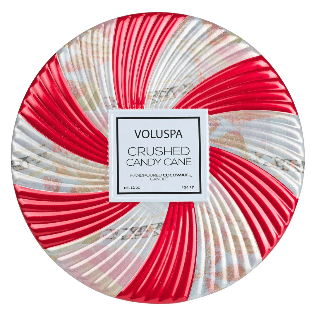Voluspa 3 Wick Tin Candle - Crushed Candy Cane - Voluspa