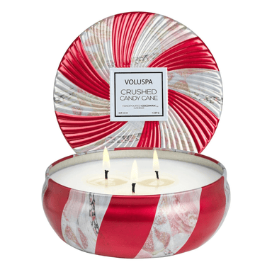 Voluspa 3 Wick Tin Candle - Crushed Candy Cane - Voluspa