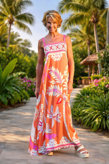 Walker and Wade Giselle Dress - Orange Palm - Walker and Wade