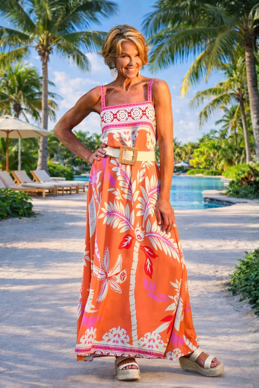 Walker and Wade Giselle Dress - Orange Palm - Walker and Wade