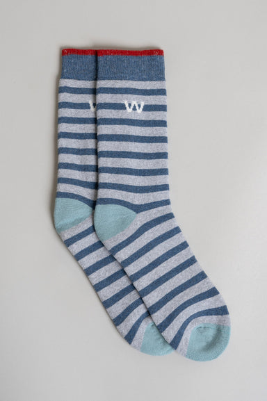 Wanakome Trailblock Socks in Navy Stripe Mix