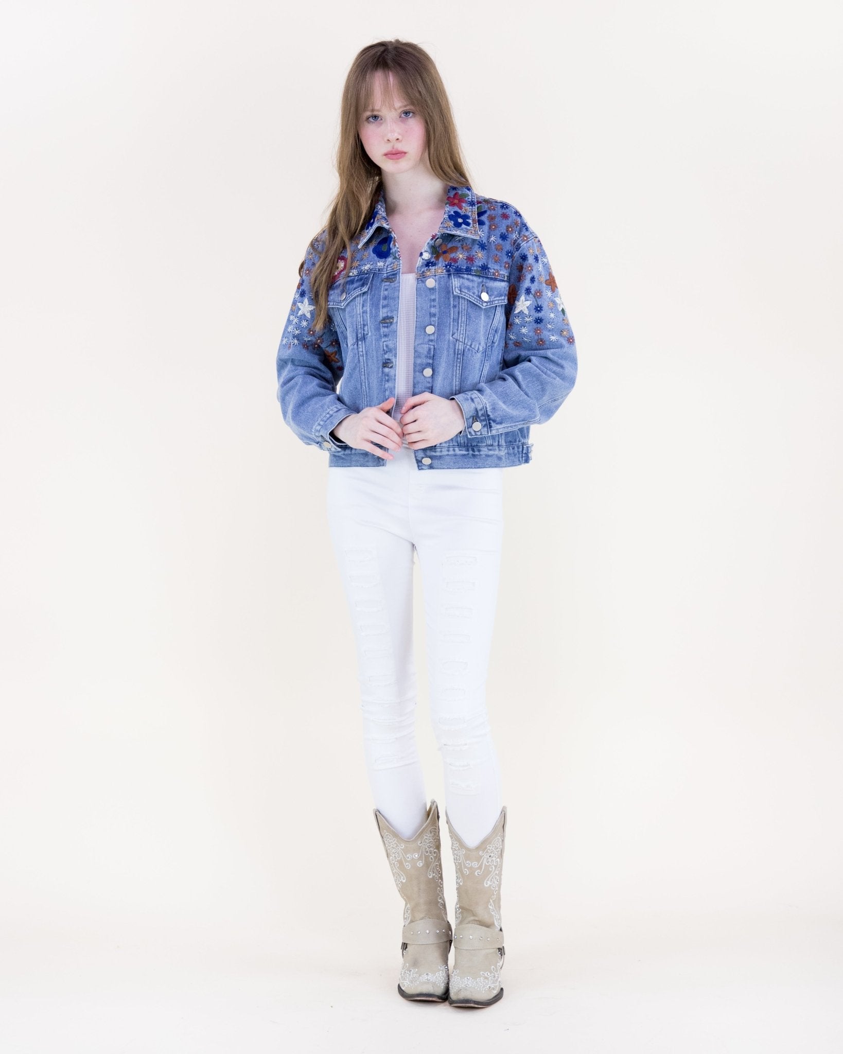 Wildflower Denim Jacket - Denim - Very Moda