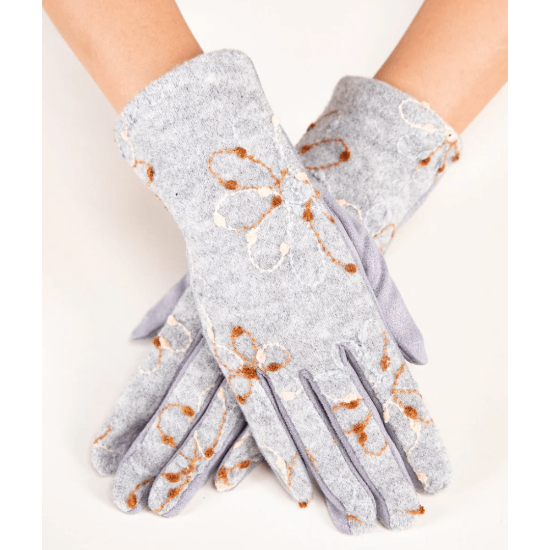 Winter Primrose Embroidered Gloves - Very Moda