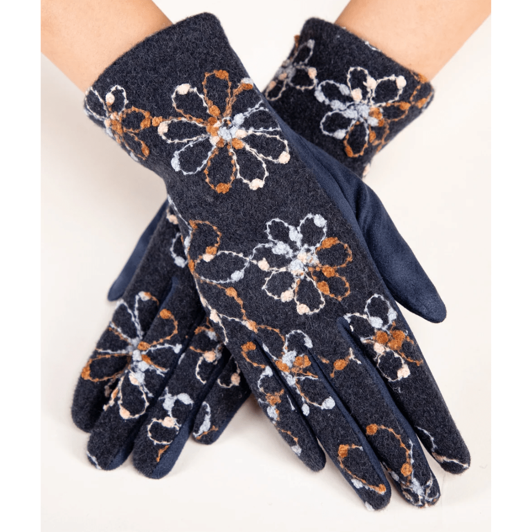 Winter Primrose Embroidered Gloves - Very Moda