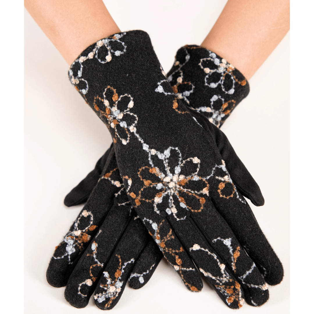 Winter Primrose Embroidered Gloves - Very Moda