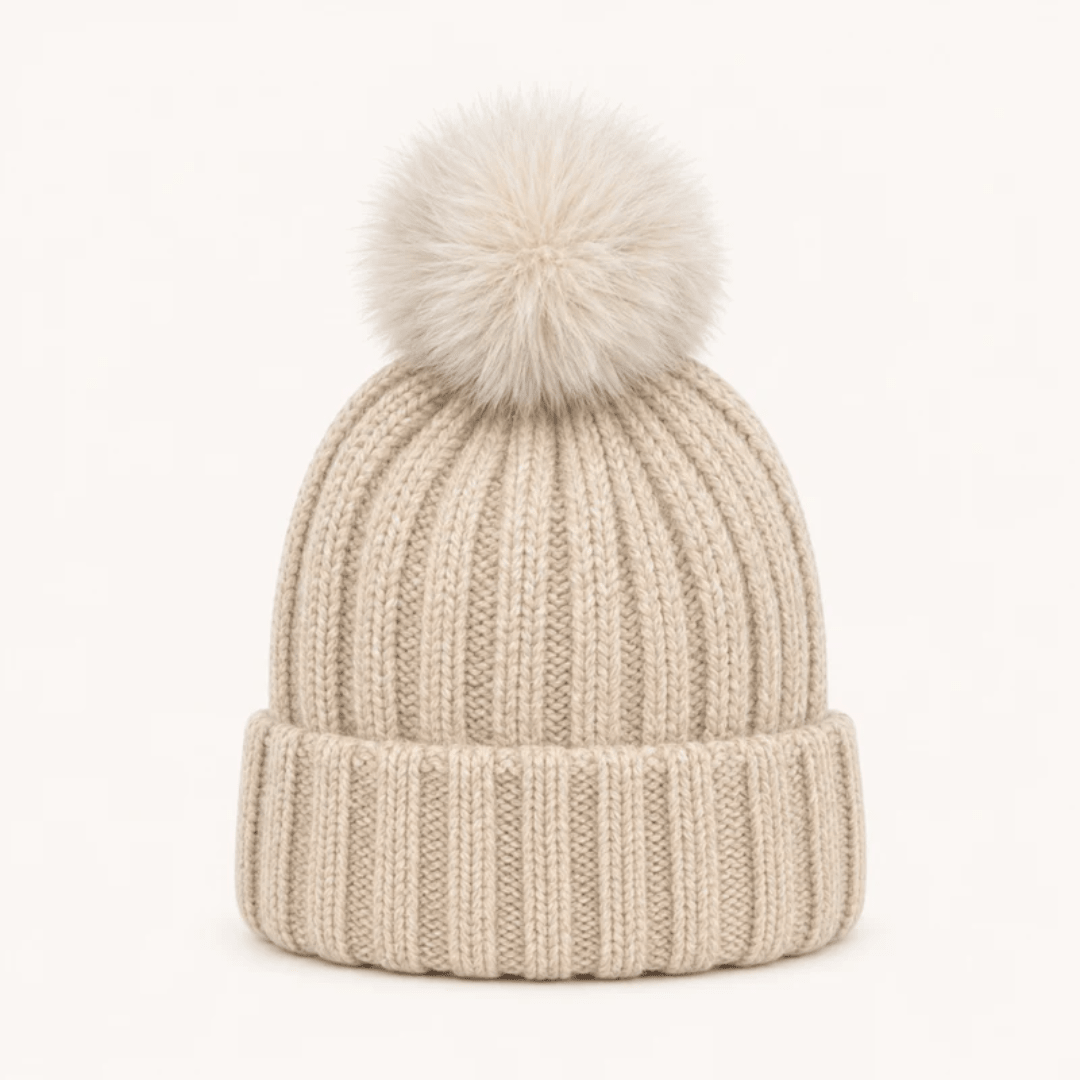 Wool Blend Ribbed Knit Beanie - Very Moda