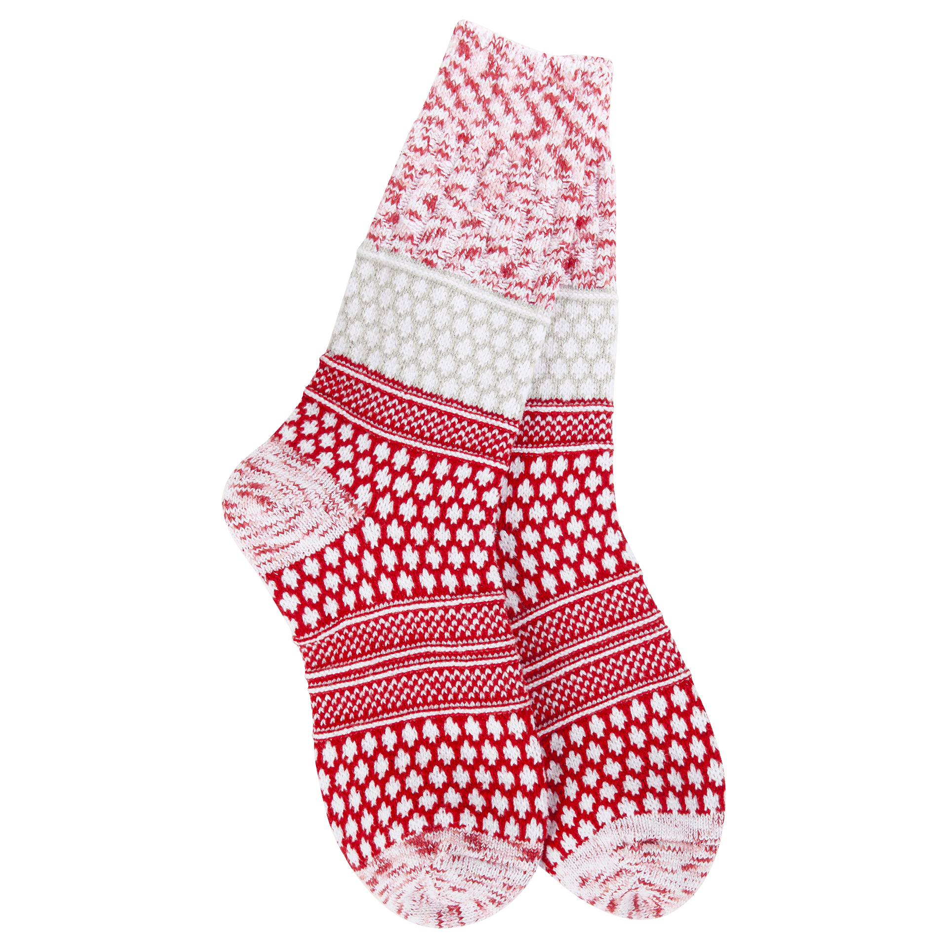 World's Softest Holiday Gallery Textured Crew Socks - Peppermint Multi - World's Softest