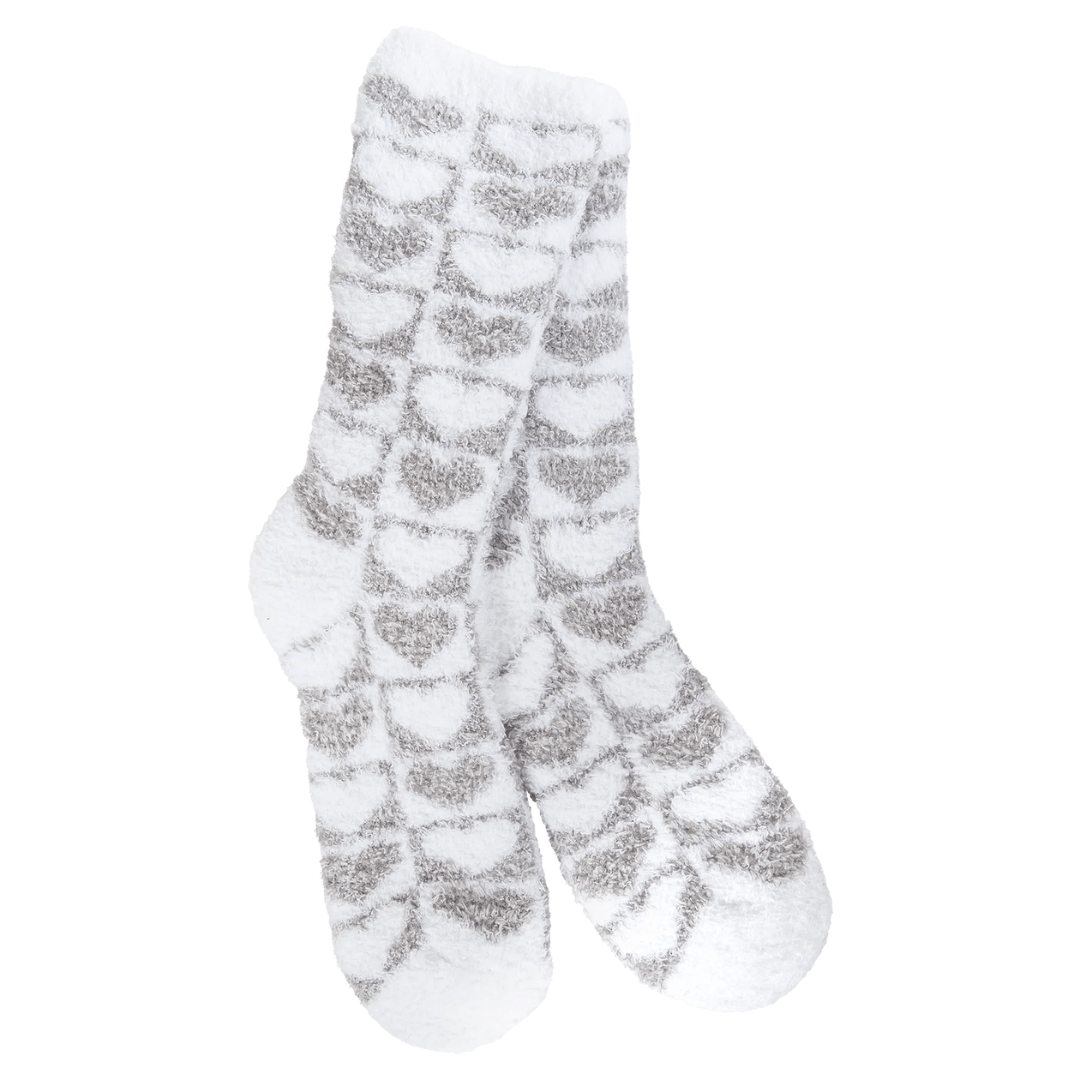 World's Softest Holiday Knit Pickin' Fireside Crew Socks - Heart Grey - World's Softest
