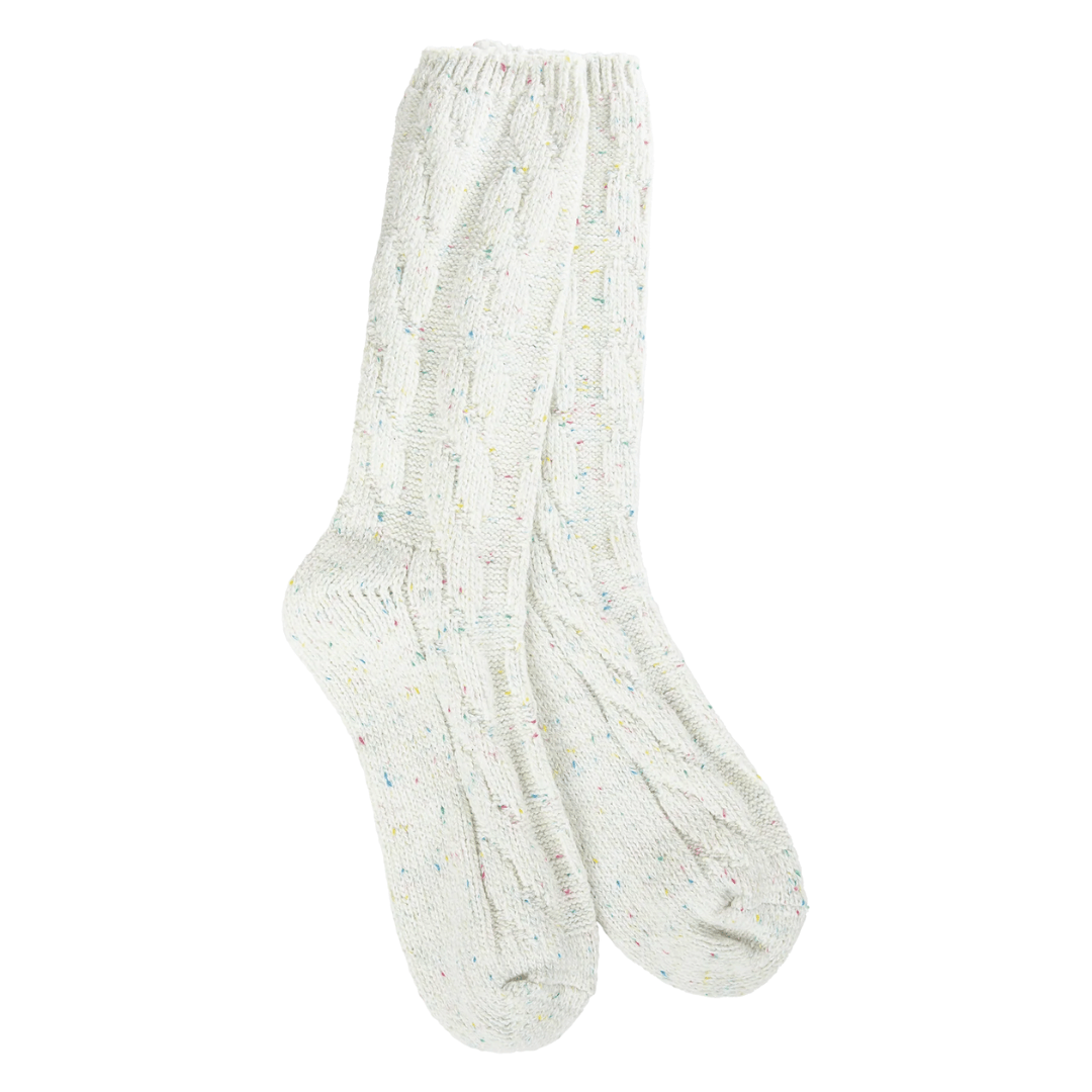 World's Softest Weekend Ragg Cable Crew Socks - Vanilla Confetti - World's Softest