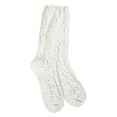World's Softest Weekend Ragg Cable Crew Socks - Vanilla Confetti - World's Softest