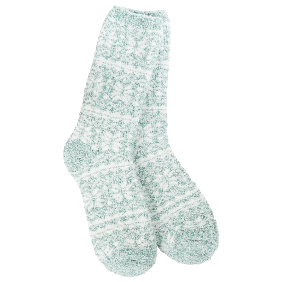 World's Softest Winter Crew Socks - Fair Isle Green - World's Softest