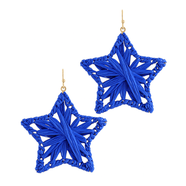 Wrapped Raffia Star Shape Earrings - Golden Stella