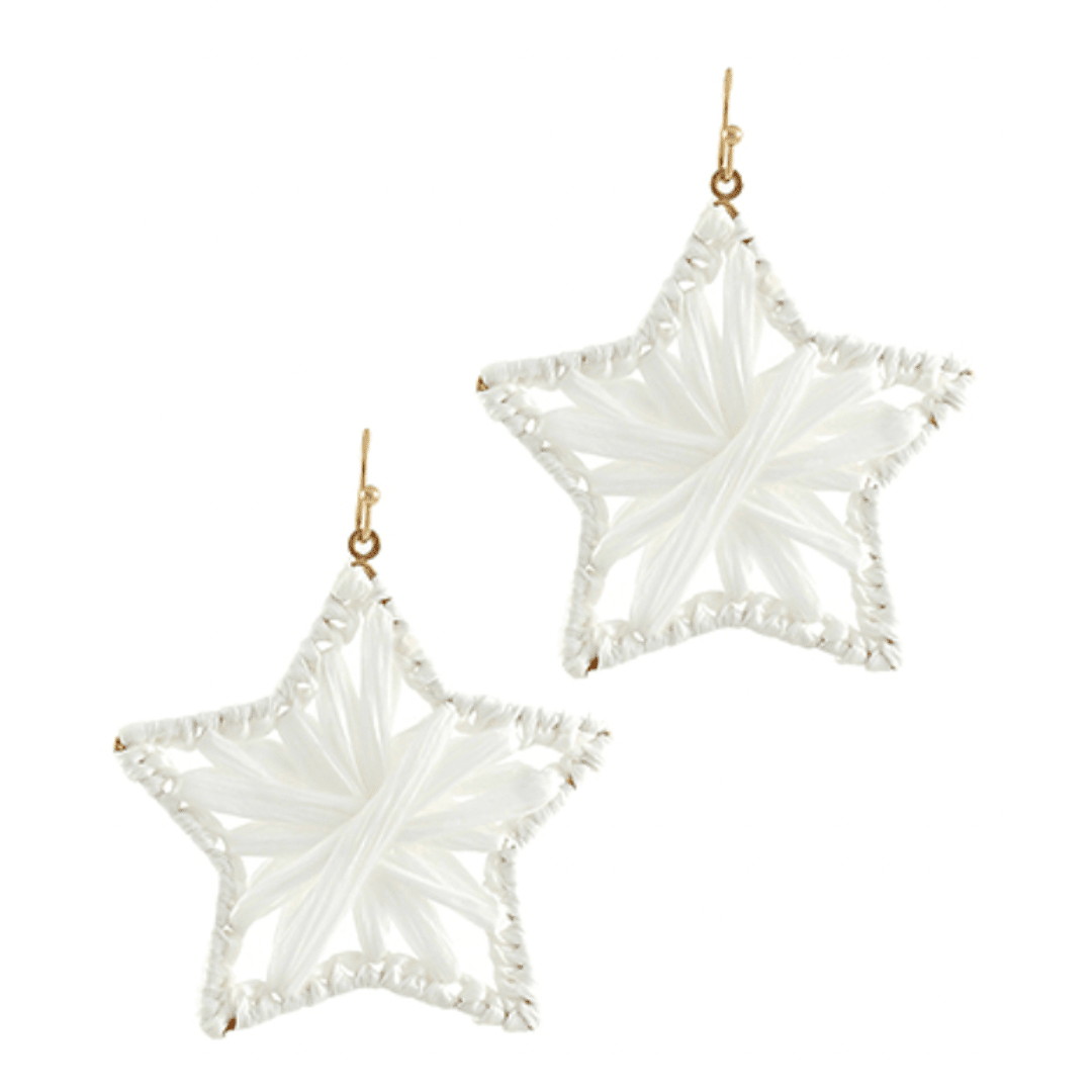 Wrapped Raffia Star Shape Earrings - Golden Stella