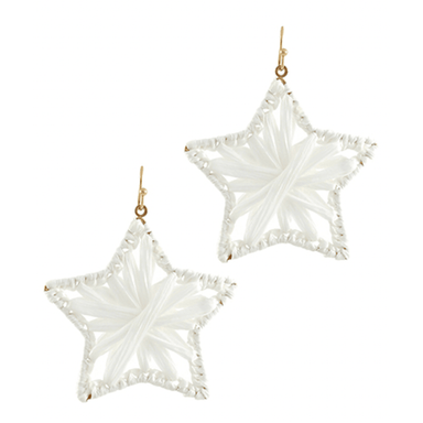 Wrapped Raffia Star Shape Earrings - Golden Stella