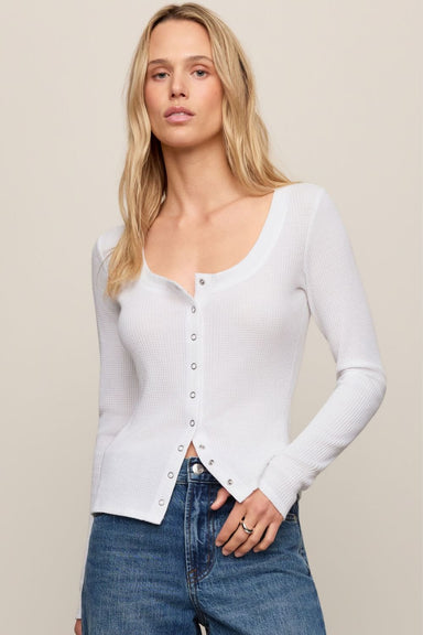 Z Supply Albany Waffle Button Up Top- White - Z Supply