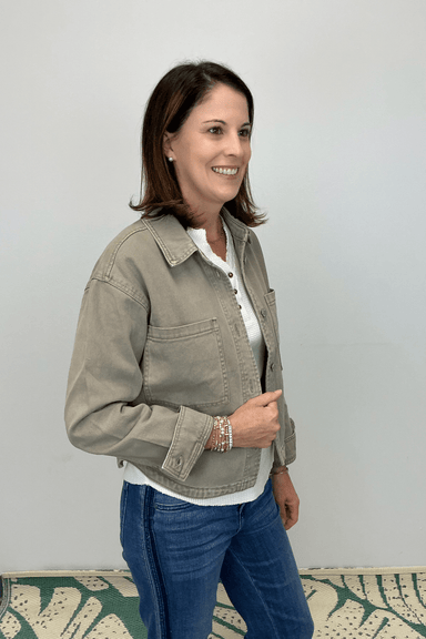 Z Supply All Day Cropped Denim Jacket - Pebble Moon - Z Supply