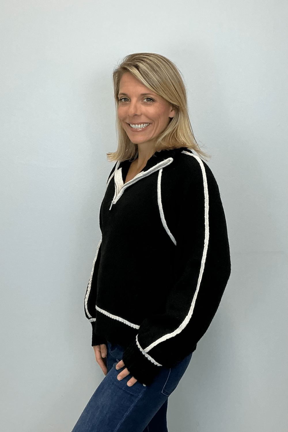 Z Supply Alps Half Zip Sweater - Black - Z Supply