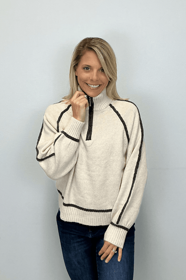 Z Supply Alps Half Zip Sweater - Light Heather Oatmeal - Z Supply