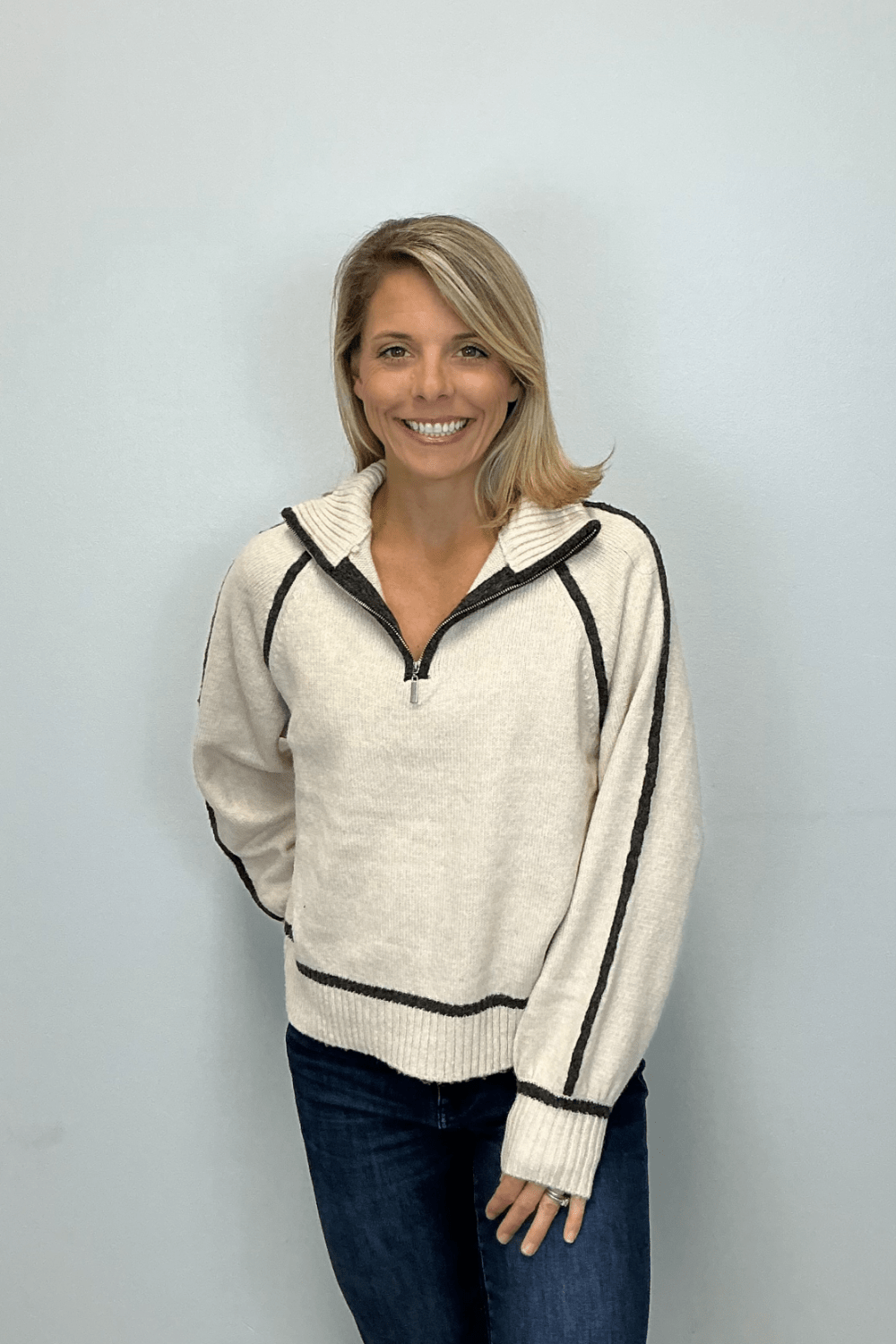 Z Supply Alps Half Zip Sweater - Light Heather Oatmeal - Z Supply