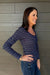 Z Supply Andie Striped Henley Top In Oxford Blue - Z Supply