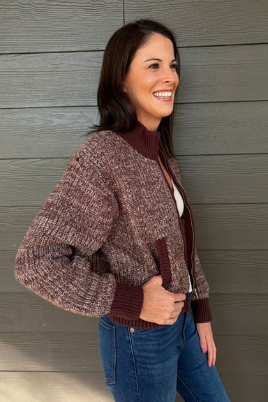 Z Supply Ashford Zip Cardigan In Cocoa Bean - Z Supply