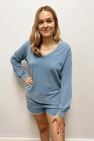Z Supply Cam Knit Denim Whipstitch Top - Z Supply