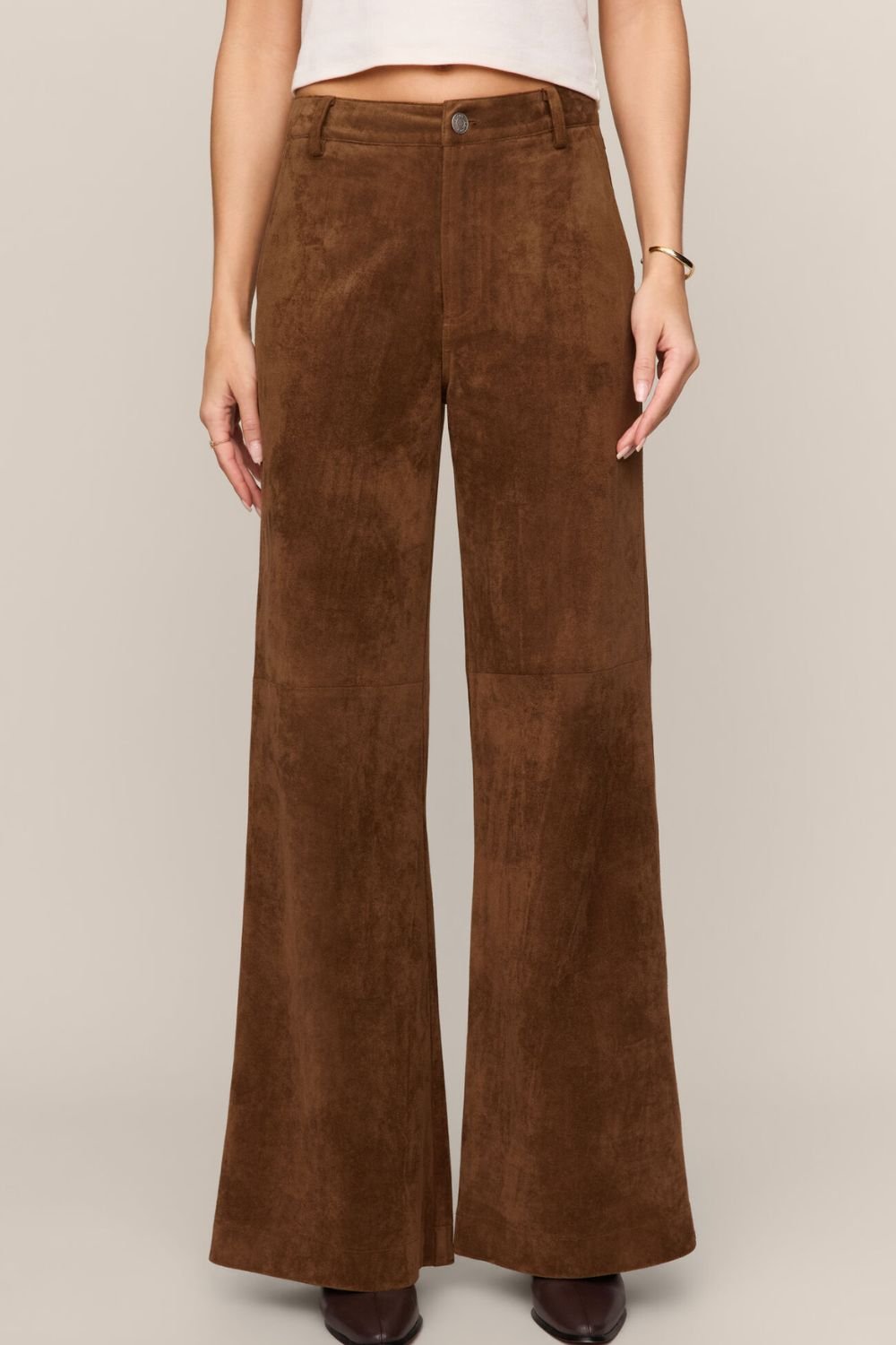 Z Supply Cecile Mid Rise Wide Leg Pant- Saddle Suede - Z Supply