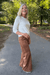 Z Supply Cecile Mid Rise Wide Leg Pant- Saddle Suede - Z Supply