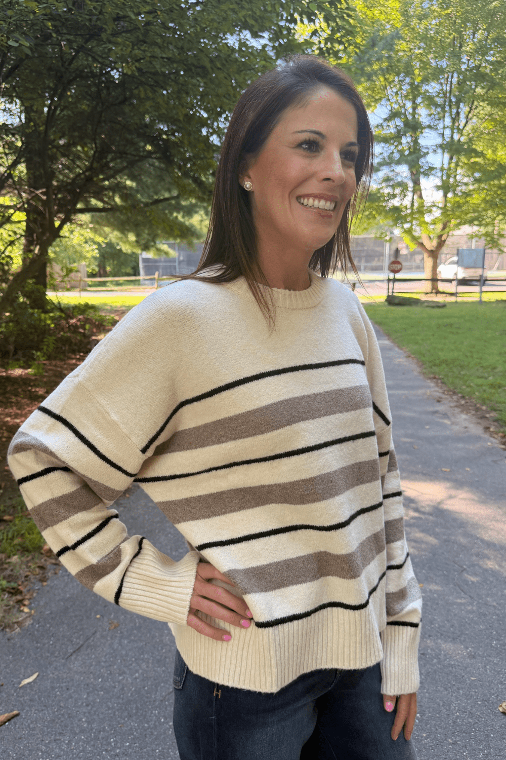Z Supply Cirrus Stripe Sweater In Chalk - Z Supply