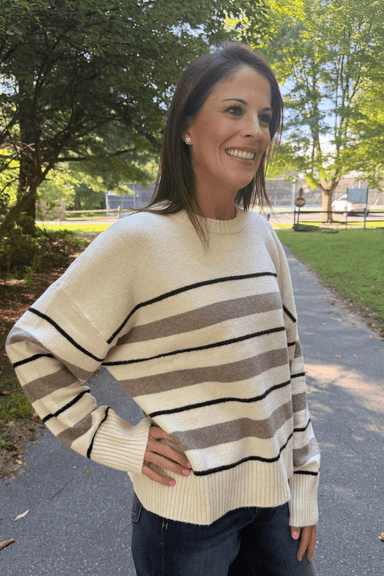 Z Supply Cirrus Stripe Sweater In Chalk - Z Supply