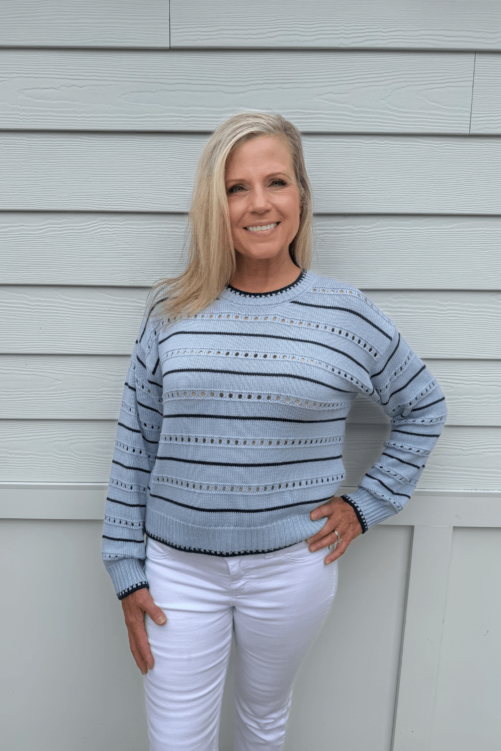 Z Supply Darby Stripe Sweater- Skyline - Z Supply