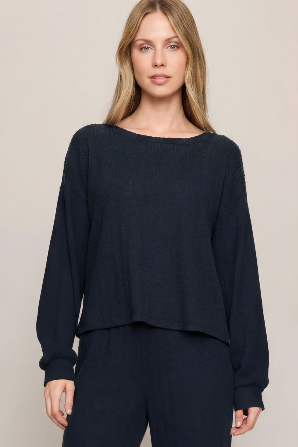 Z Supply Daydreamer Cable Long Sleeve Top In Eclipse - Z Supply
