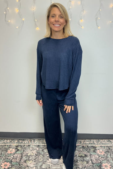 Z Supply Elfie Rib Long Sleeve Top - Blue Sapphire - Z Supply