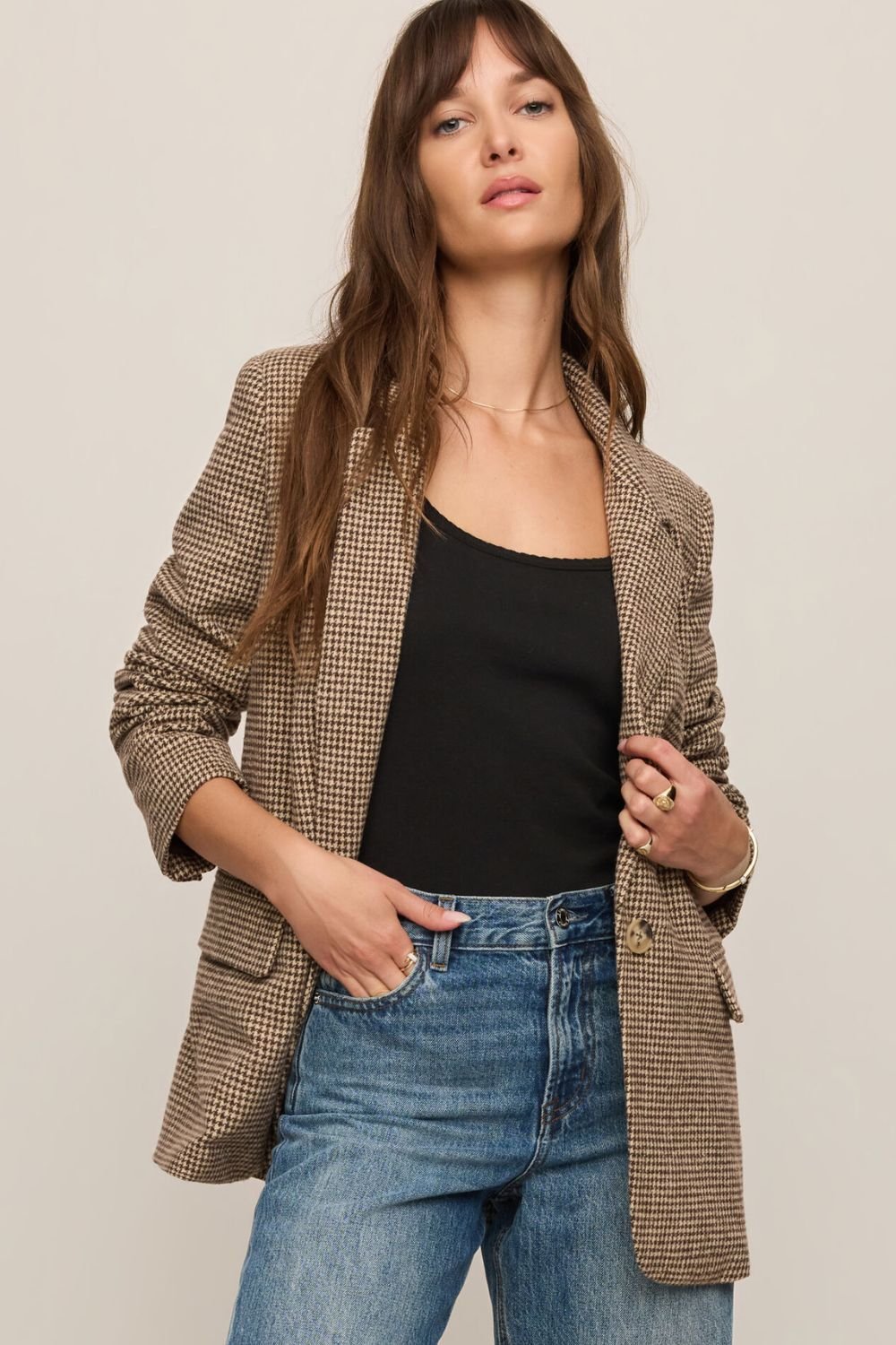 Z Supply Evan Check Blazer-Dark Chocolate - Z Supply