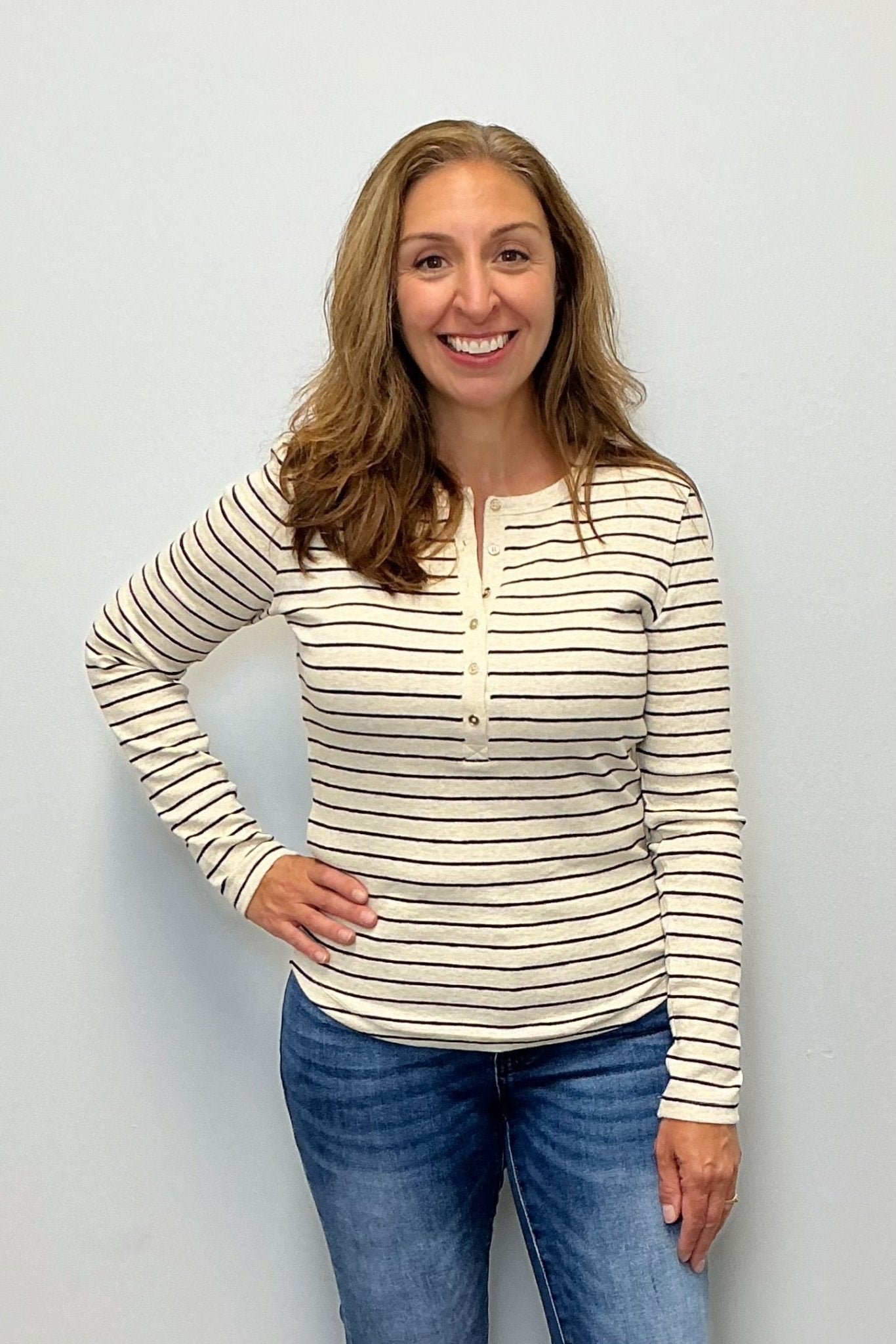 Z Supply Eve Stripe Henley Long Sleeve - Z Supply