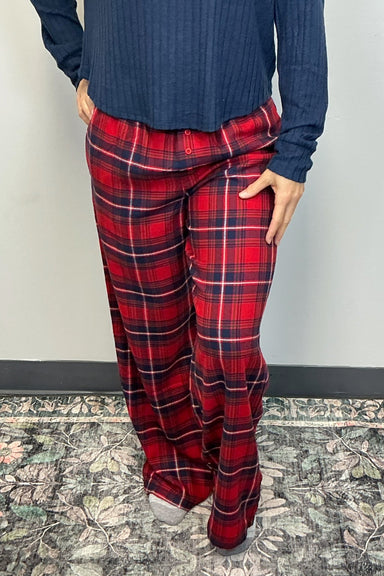 Z Supply Hangout Plaid Pant - Haute Red - Z Supply