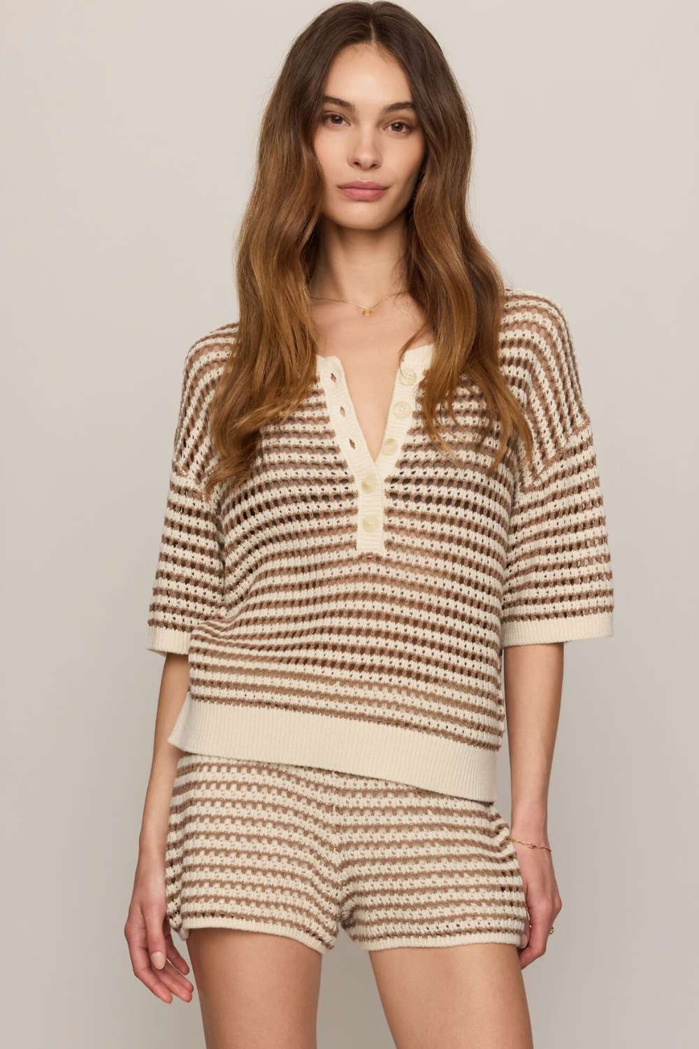 Z Supply Kylo Striped Polo Sweater in Taro - Z Supply