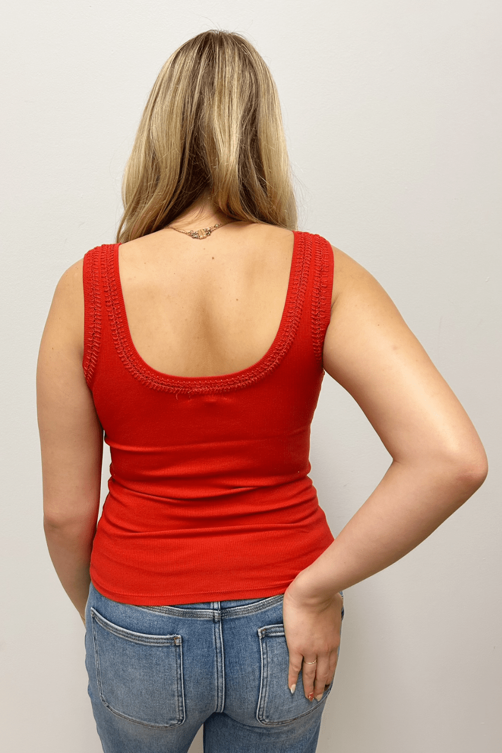 Z Supply Larkin Embroidered Tank- Chili Pepper - Z Supply