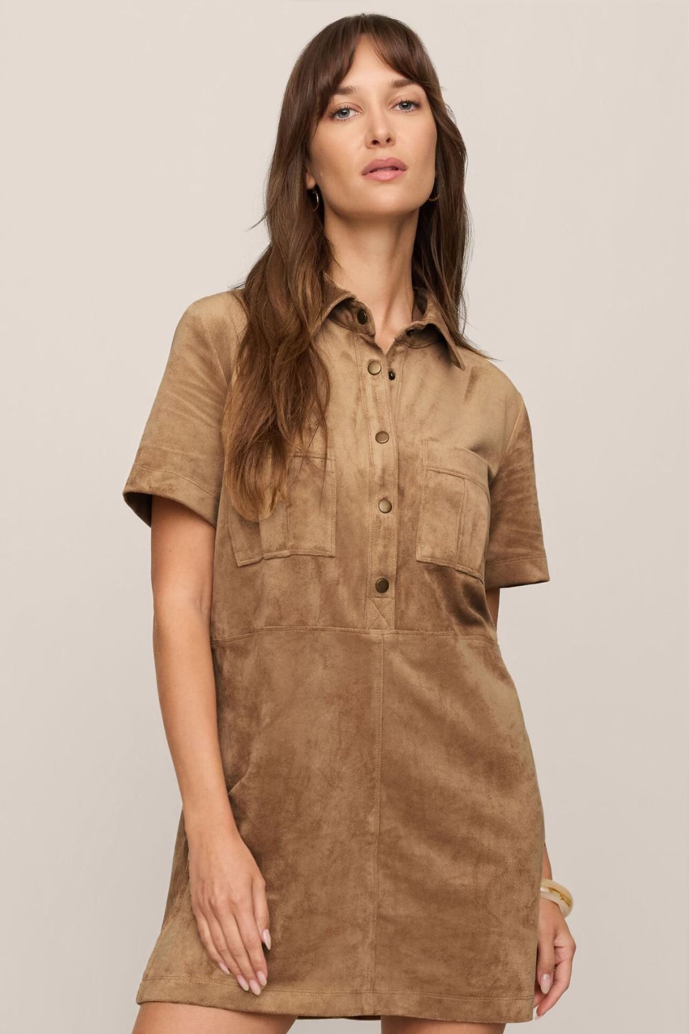 Z Supply Leone Suede Mini Dress- Light Sand - Z Supply