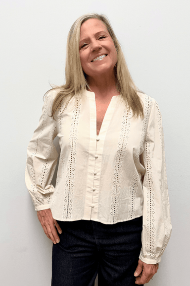 Z Supply Louella Button Up Top- Cloud - Z Supply